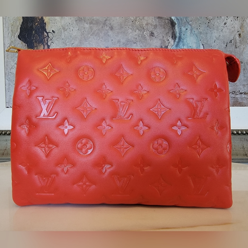 Louis Vuitton Coussin PM Crossbody Shoulder Bag Chain Rare Red Leather - Picture 9 of 13